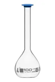 Eisco Labs 100ml Volumetric Flask with Stopper, Class B, ASTM, White Graduation