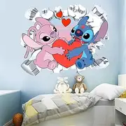 XiaoNong Lilo and Stitch Wall Decals Kids Cartoon Wall Art Stitch Wall Stickers for Bedroom Wall Decor DIY Removable Stitch Decals Kids Themed Room Decor (Size 24 x 16 inch)