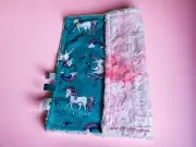 Baby Lovey Security Blanket Unicorn Girls Minky with Silky Tags Handmade