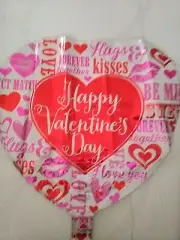 Valentine's Day Hugs & Kisses Heart Shape 18" Foil Balloon (Non-Packaged)