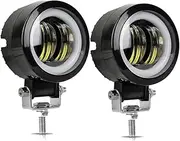 2 Pcs / 1 Pc 3 Inch 40W Waterproof Round LED Angel Eyes Light Bar 12V 24V 6500K White BlueFor Motorcycle Offroad Led Work Light Lamp assembly(Dark Grey)
