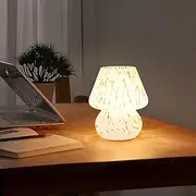 Mushroom Lamp, Nightstand Lamp for Bedroom, Living Room, Small Bedside Table Lamp with Translucent White Glass and E26 2700K Bulb, Cute Home Decor Gift
