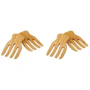2x 2pc Davis & Waddell Bamboo Salad Hands Set 17x9.5cm Natural