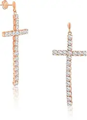[Gem O World] Elegant Grace: Cross Long Drop Earrings for Timeless Sophistication and Style, Sterling Silver, No Gemstone