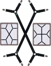 Bed Sheet Straps - Crisscross Fitted Sheet Clips and Sheet Holder Elastic Bands