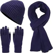 [Generic] Scarf Hat Gloves Set for Teen Girls Women&Men Autumn Winter Warm Wool Hat Scarf Gloves Three Hat Gloves Set Women