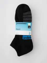 Underworks 3pk Socks Low Cut Sport Black