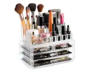 Clear Acrylic Makeup Holder Cosmetic Organiser 4 Drawer Storage Jewellery Box AU - 4 Drawers