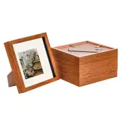 5x Dark Wood 8" x 8" Acrylic 3D Box Photo Picture Frame - Ivory 4" x 4" Mount