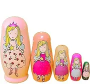Matryoshka Russian Nesting Doll 5 Pieces Cute Russian Matryoshka Handmade Wooden Dolls Girl Pattern Toy Christmas Wish Gift Christmas Wish Gift