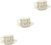 4 Sets Coffee Cup with Saucer Vintage Glass Coffee Mugs Glass Coffee Cup Ceramic Coffee Cups Afternoon Tea Cup Flower Coffee Mug Office Coffee Cup Water Cup Drinking Cup Drinks Mug(Assorted Color2x3pc