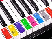 JL-B52 Premium Sticker for Piano Keys, Piano Sticker/Keyboard Sticker in German Including Instructions and E-Book for 49/61/76/88 Keys, for White Keys, Colourful [JL-B52]