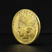 在飛比找樂天市場購物網優惠-1911印第安人頭像金幣魔術硬幣道具 美國仿古鷹洋紀念外國黃
