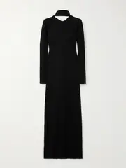 [Jacquemus] Jacquemus - Joya Cape-effect Ribbed Jersey Maxi Dress - Black - small small Black