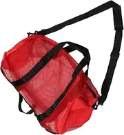 [Kisangel] Beach Bag Mesh Large Mesh Bag Portable Lightweight Practical Storage for Sand Swim Gear Red