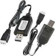 tunghey 2Pack USB Charger Cable LED Indicator Compatible with 800mA 2S 7.4V Li-Po Batteries for RC DRO-NES/Qua-dcopter/Veh-icles with XH-3P Connector