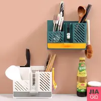 在飛比找momo購物網優惠-【JIAGO】壁掛式筷子餐具瀝水收納盒