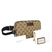 Gucci Belt Bag GG Beige Canvas Brown Leather 449174 Waist Bag Bo