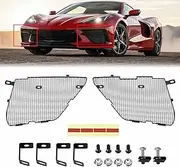 BILLFARO 2Pcs Upgraded Front Radiator Guards Grille,Body Bumper OEM Style Front Outer Grill Guard Car Grille Vents Insert Mesh Set for Corvette C8 C8.R 2020-2023(Black)