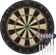 LOVEWEE Sisal Dartboard with Staple-Free Bullseye,6X18G Steel Tip Darts, High...