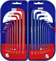 18 Pc Long Arm Hex Key Allen Wrench Set with Hard Case, SAE & Metric, Chrome Van