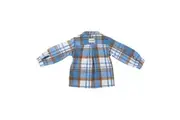 Mandarin Collar Button Down Shirt - Blueberry Plaid