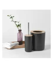 [Takara] Takae Bamboo Toilet Brusher and Rubbish Bin Set 2 Piece in Black