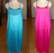 New PLUS SiZE Fuschia Teal Nylon Gown with Fringe Top 1X 2X 3X lingerie T8015
