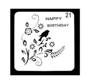 Happy Birthday Bird Flowers Drawing Art Painting Card Craft 5" Template Stencil