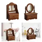 Wood Desk Makeup Mirror Wooden Table Top Vanity Mirror Vintage Tabletop