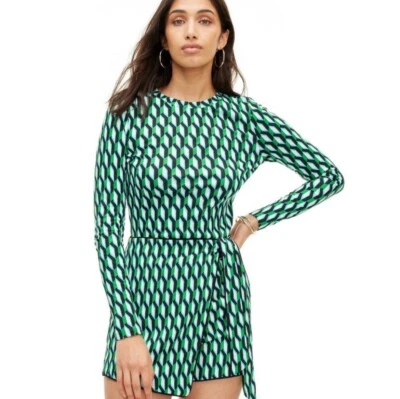 DVF for Target Crewneck Arrow Geo Green Long Sleeve Top Medium NWT