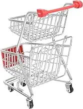 FUNNETOYU Mini Shopping Cart Model Desktop Supermarket Trolley for Decor Handles Rollers for Role Play Organizing Items