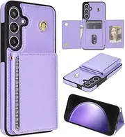 [Asuwish] Mobile Phone Case for Samsung Galaxy S23 FE 5G Case with Strap Card Slot Foldable Glitter Leather Wallet Stand S 23 S23FE 23FE Mobile Phone Cases Cover Mobile Phone Cases Protective Phone Case