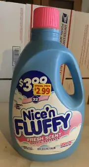 Vintage 1997 Nice N Fluffy Fresh Scent 128 Oz Fabric Softener USADetergents,Inc