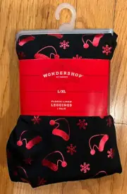 Wondershop At Target Women's Pants Fleece-Lined Leggings Santa Hat Size L/XL NWT