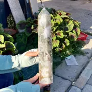 5.24LB Natural moss agate Quartz obelisk Crystal gem tower healing decor gift