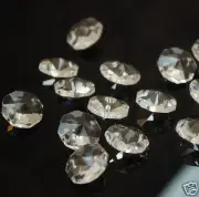 50pcs Clear 8MM Octagon 2holes Beads Crystal Chandelier Lamp Parts Prisms Decor