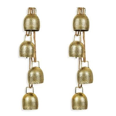 2Sets Christmas Bells Metal Rustic Hanging Bells with Ropes Vintage5107
