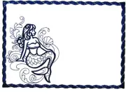 Mermaid Embroidered quilt label seashell Arial fariy tale cartoon character navy