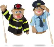 Melissa & Doug Rescue Puppet Set - Police Officer and Firefighter Style Name:...