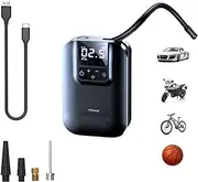 Air Compressor Wireless Portable Electric Air Pump Rechargeable 5000mAh Digital Display Mini Tire Inflator Tyre inflator Gauge Valve Adaptors w/LED Emergency Light for Bike Pump Motorbike Basketball