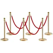 Crowd Control Stanchion Set with Red Velvet Ropes 6 Stainless Steel Barrier for