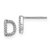 14K White Gold Lab Grown VS/SI+ G+ Diamond Letter D Initial Post Earrings