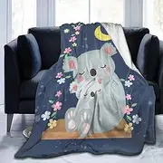 Blanket Blue Koala Throw Blanket for Sofa Bed Couch Soft Warm Microfiber Fluffy Picnic Blanket Fleece Blanket Gifts for Women Kids Teens Adults 220x240cm