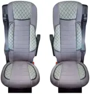 2x Deluxe Gray Eco Leather+Suede Seat Covers for MAN TGX Euro 5 2007-2014 trucks