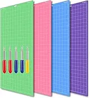 4PCS 12x24 Mats for Cricut Explore Air 2/Air/One/Maker with 5 PCS Blades StandardGrip/LightGrip/StrongGrip/FrabricGrip Multiple Sticky Green Blue Purple Pink Cricket Cutting Mats for Cricut