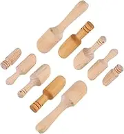 Cabilock 10Pcs Wooden Salt Spoon Multi Functional Kitchen Utensils Styles Including Candy Spoon Tea Spoon Comfortable Non Slip Design for Seasoning Serving