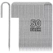 12 inch Fence Stakes Heavy Duty 50-Pack J Hook Rebar Ground Stakes Anchor Gal...