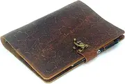 JJNUSA Leather A4 3 Ring 8.5" x 11" Binder Organizer Holder Writing Portfolio Multi Document Case with Removable Binder