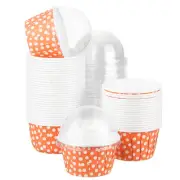 50 Set Cupcake Liners with Dome Lids, Muffins Liners Wrappers, Orange